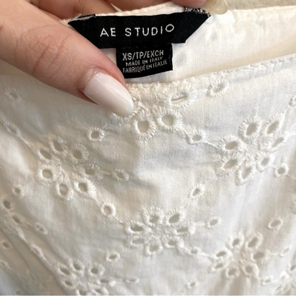 AE Puff Sleeve Eyelet Prairie Babydoll Mini Dress - Picture 6 of 6